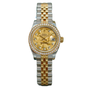 Đồng Hồ Rolex Lady-Datejust 26 179383 Mặt Số Họa Tiết Vân Đá Hoa Vàng Nạm Kim Cương
