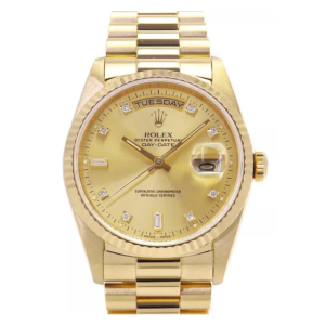 Đồng Hồ Rolex Day-Date 36mm 18038 Champagne Diamond Dial