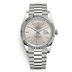 Rolex Day-Date 40 228239-0001 Vàng trắng, mặt số họa tiết sọc